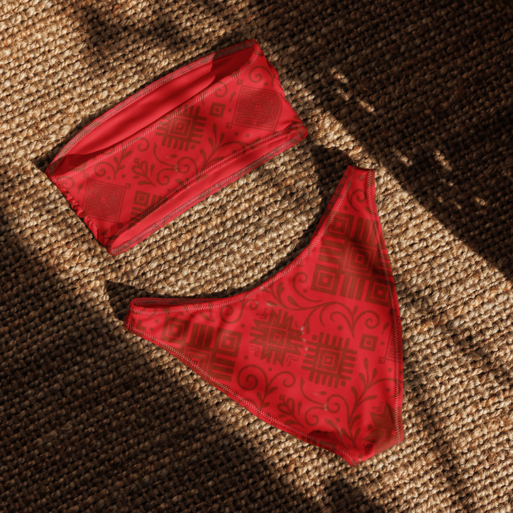LGP Collection ( Latvia Red )  bandeau bikini set